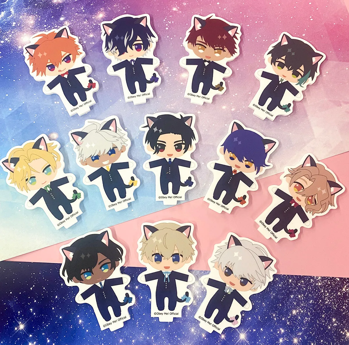 [Blind](Goods - Stand Pop) Obey Me! Black Cat Butler Cafe Trading Reversible Acrylic Stand
