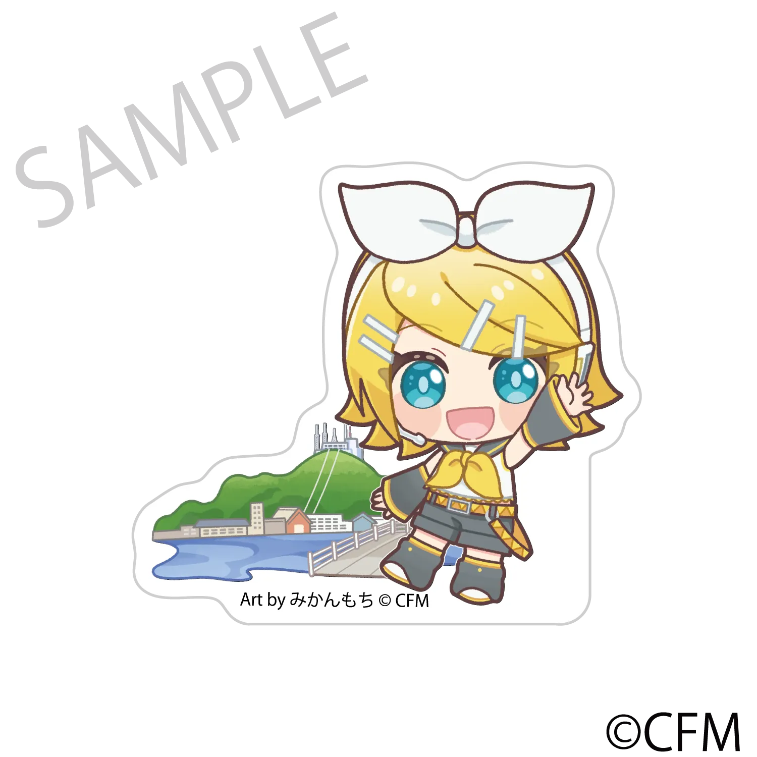 (Goods - Acrylic Stand) Sakura Miku  Hirohako Ultra-Thick Acrylic Chibi Characters Hakodate 2025 Kagamine Rin - Art by Mikanmochi