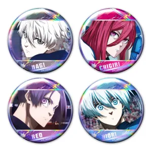 (Goods - Badge) Blue Lock Iridescent Button BadgeSet of 4 Nagi & Chigiri & Reo & Hiori