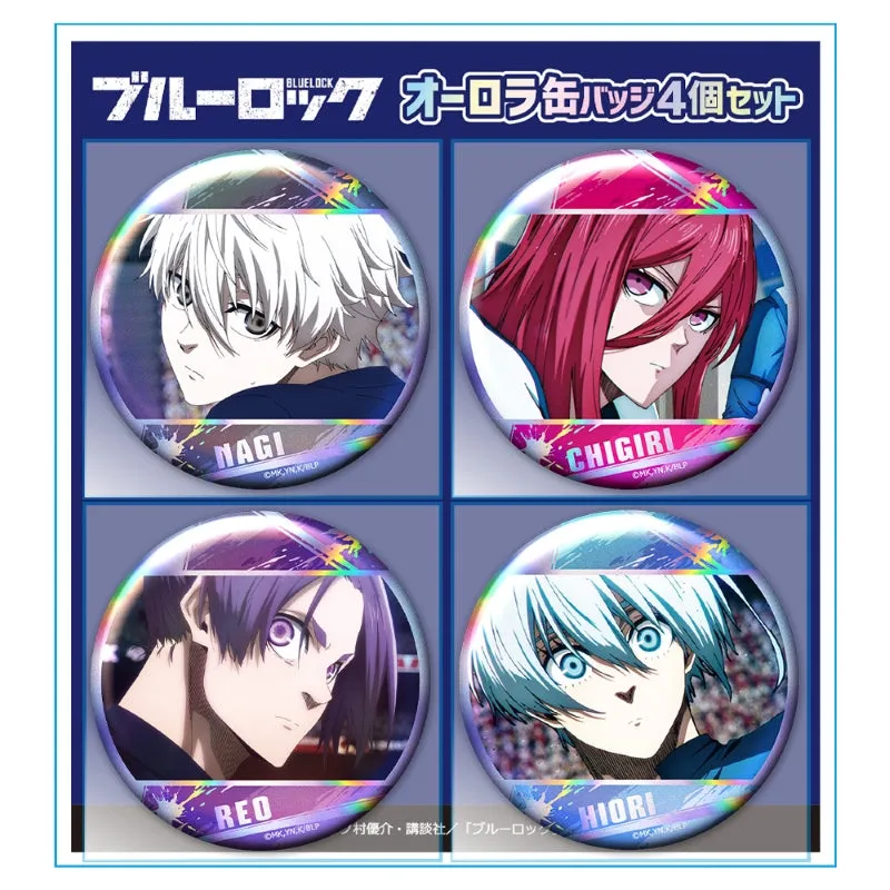 (Goods - Badge) Blue Lock Iridescent Button BadgeSet of 4 Nagi & Chigiri & Reo & Hiori