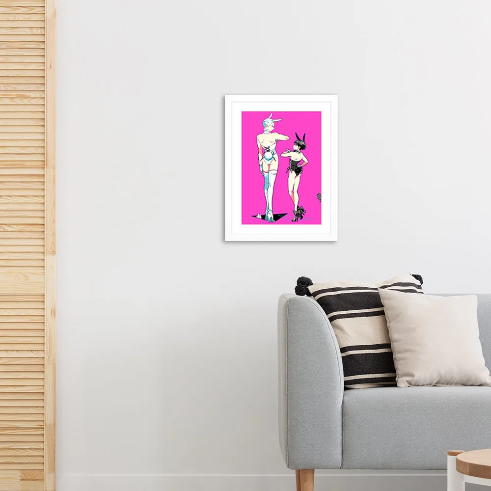 (Goods - High Resolution Print) Boys Gallery Kinako Chara-fine Furimuki Kuro Shiro Bunny A4 Size (Signed by the Artist)