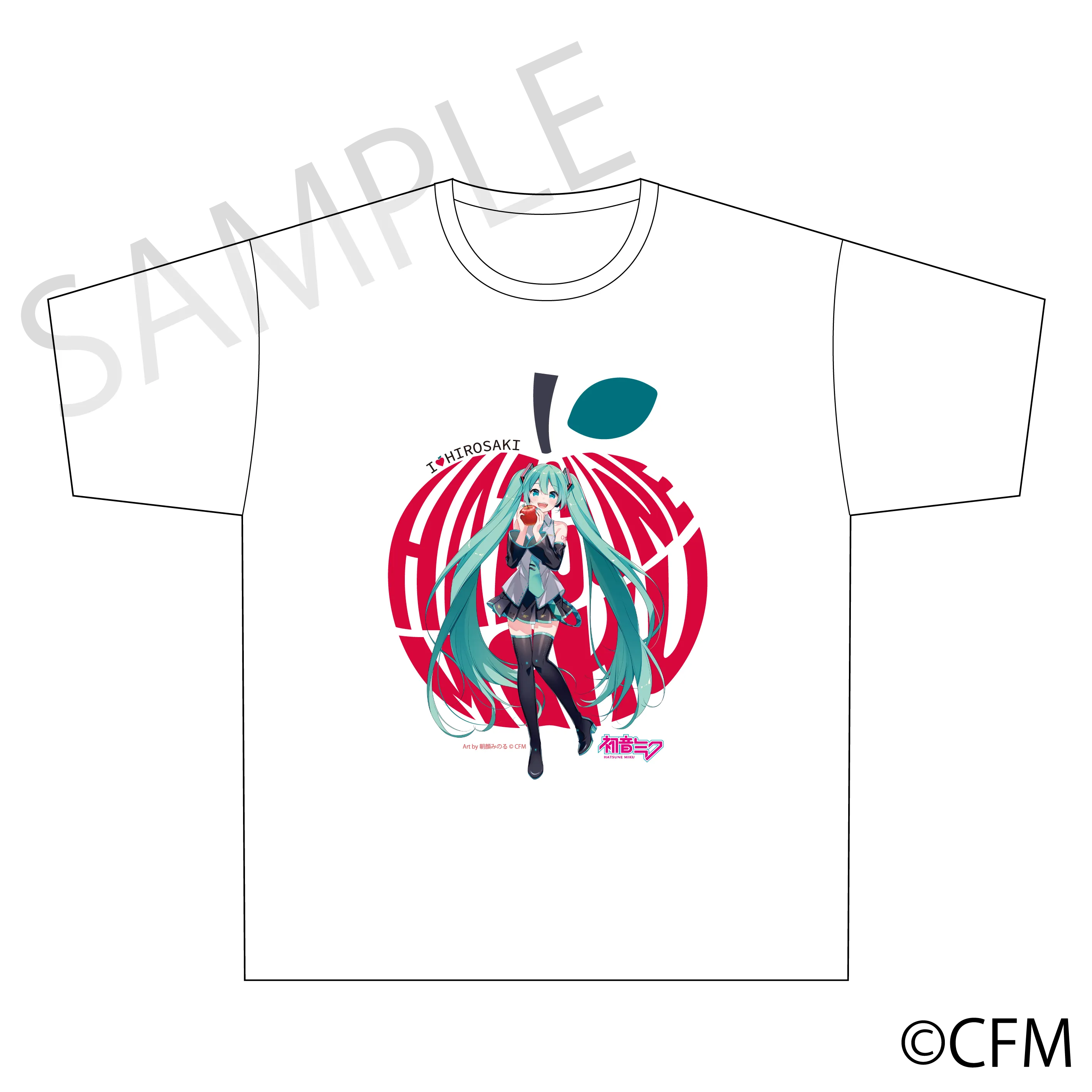 (Goods - Shirt)Hatsune Miku  Hirosaki Apple T-Shirt Size M - Art by Asagao Minoru